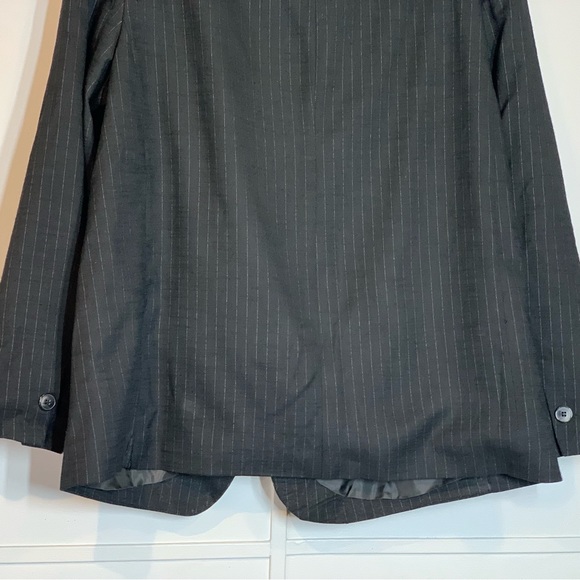 Topshop Deconstructed Pinstripe Blazer in Black - Picture 9 of 12